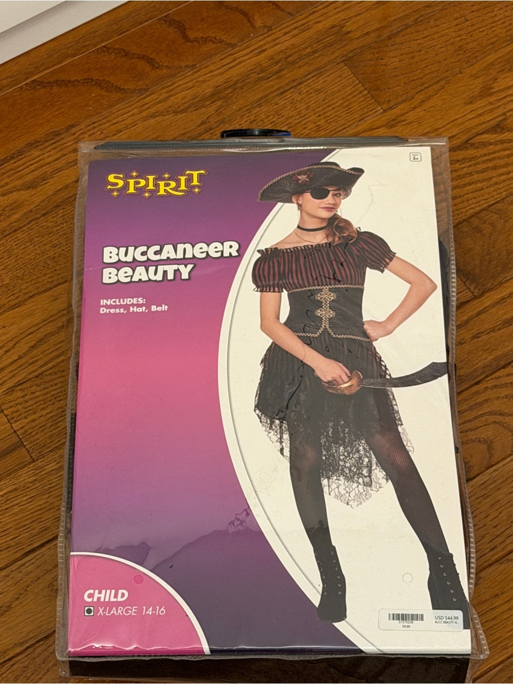Spirit Halloween Buccaneer Beauty Costume Girls XL (14/16) Black & Red
